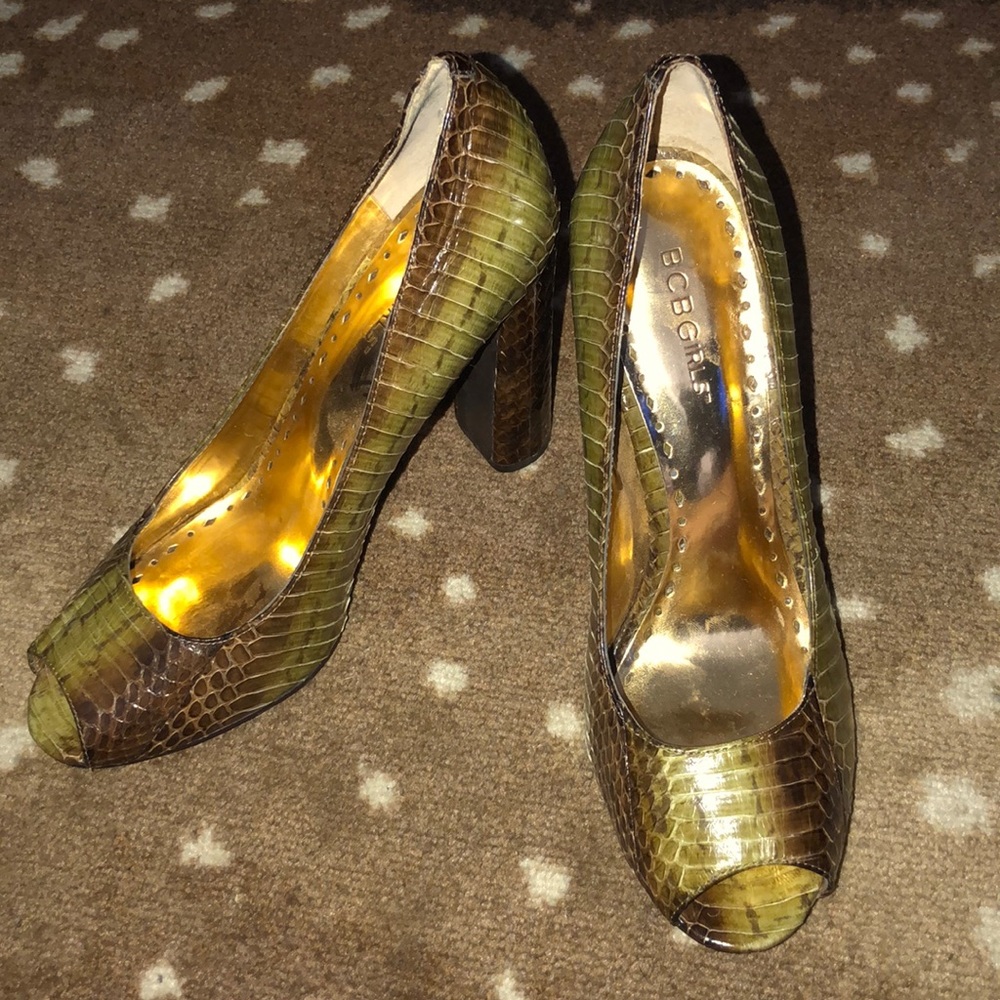 BCBGirls Block Heels Snakeskin